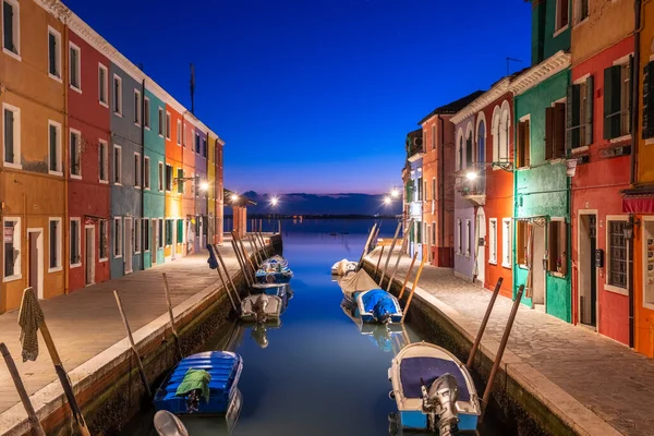 Burano Venice Italy Colorful Buildings Canals Twilight — Stock Photo, Image