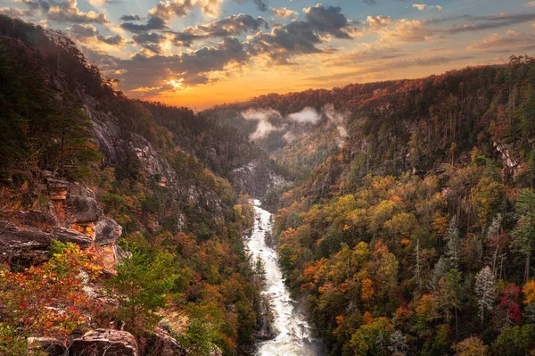 Tallulah Falls Gruzja Usa Widokiem Tallulah Gorge Sezonie Jesiennym — Zdjęcie stockowe