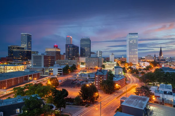Tulsa Oklahoma Eua Skyline Crepúsculo — Fotografia de Stock