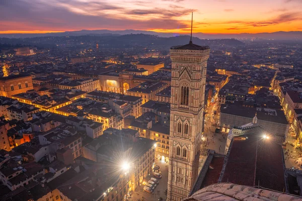 Giottos Bell Tower Florença Itália Cima Anoitecer — Fotografia de Stock