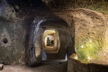 Orvieto, Umbria, Italy at the ancient and medieval underground tunnels below the city.