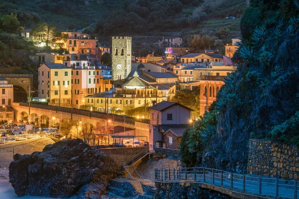 Monterosso Italie Dans Région Des Cinque Terre Crépuscule Sur Mer — Photo