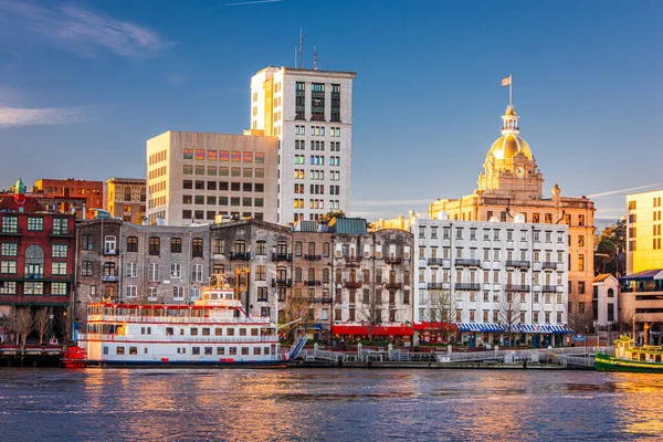 Savannah Georgia Usa Riverfront Skyline — Stock Photo, Image