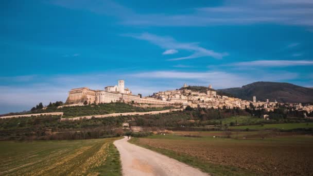 Assisi Itálie Panorama Města Bazilikou Františka Assisi — Stock video
