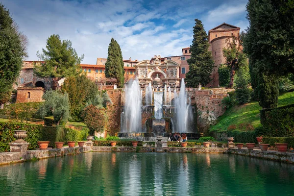 Tivoli Italy February 2022 Visitors Enjoy Waterworks Villa Este 16Th — Stock Photo, Image