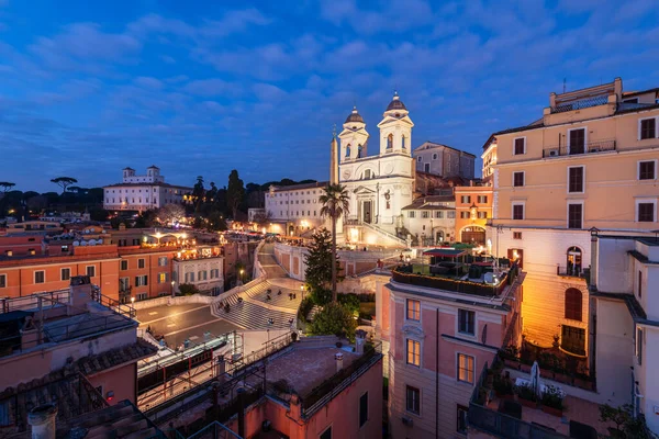 Rome Italie Surplombant Place Espagne Nuit — Photo
