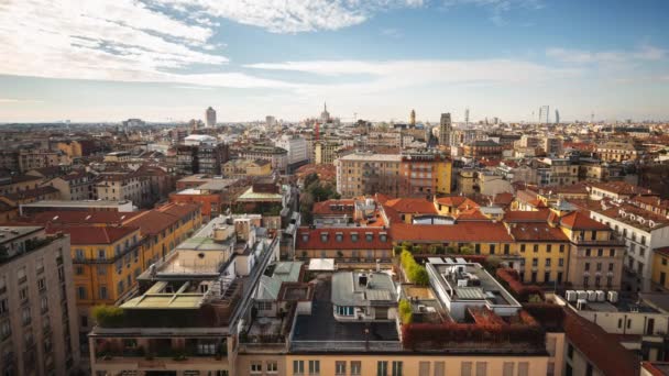 Milánó Olaszország Város Városképe Felülről Régi Építészeti Stílussal — Stock videók