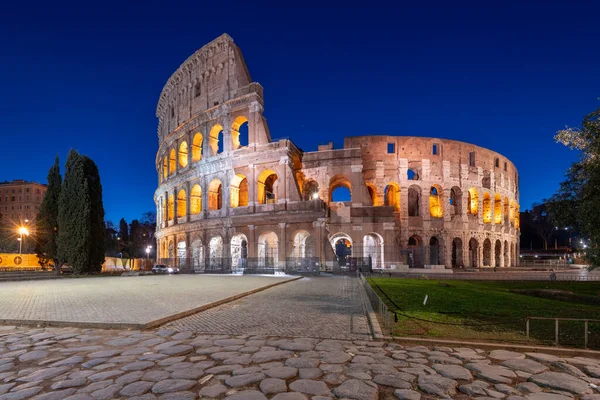 Roma Italia Antiguo Anfiteatro Del Coliseo Romano Por Noche — Foto de Stock
