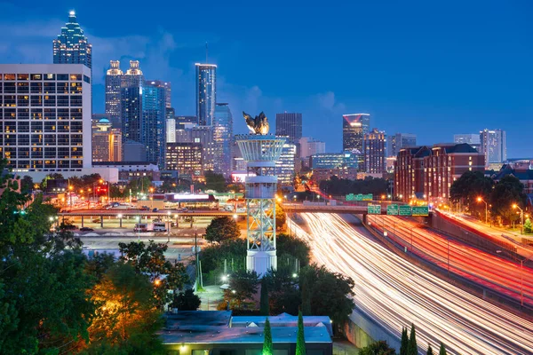 Atlanta Georgia Usa Stadtbild Der Innenstadt Bei Einbruch Der Dämmerung — Stockfoto