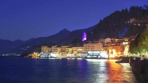 Bellagio Italia Lacul Como Din Întuneric Până Zori — Videoclip de stoc