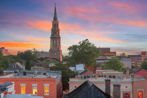 Charleston Güney Carolina Usa Şehri Alacakaranlıkta Ufuk Çizgisi — Stok fotoğraf