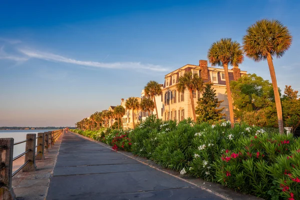 Charleston South Carolina Usa Den Historischen Häusern Auf Der Batterie — Stockfoto