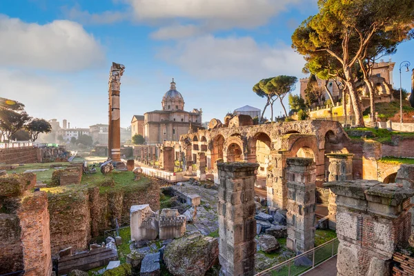 Rome Italy Foro Cesare Morning — Fotografia de Stock