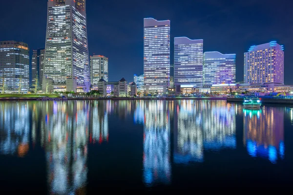 Yokohama Japan Modern High Rise Cityscape Minato Mirai Night — Foto de Stock