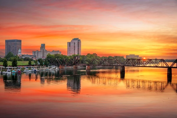 Augusta Georgia Usa Downtown Skyline Savannah River Sunset — Zdjęcie stockowe