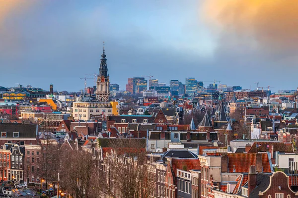 Amsterdam Netherlands Historic Downtown Cityscape Dusk — 图库照片