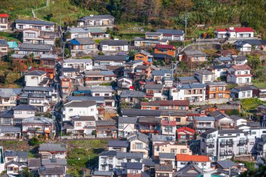 Nagasaki, Japan residential areas from above.