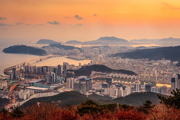 Skyline Busan South Korea Dusk — Stockfoto