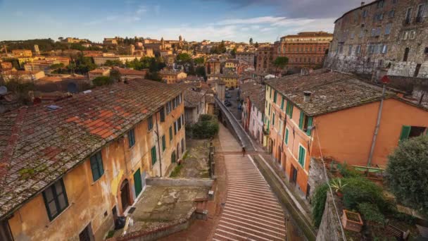 Perugia Italia Calle Del Acueducto Medieval Por Mañana — Vídeos de Stock