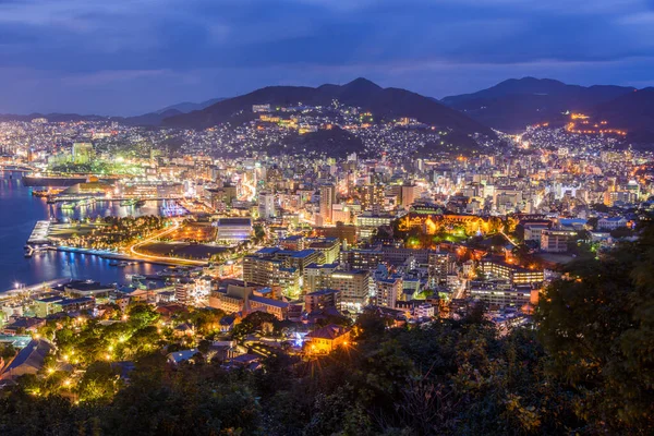 Nagasaki Japan Downtown Skyline Bay — 图库照片