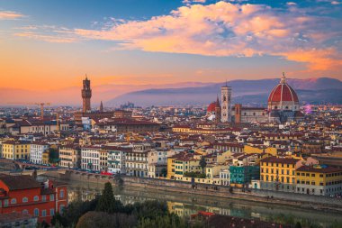 Florence, Italy historic city skyline at dusk.