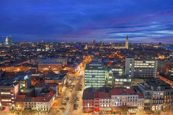 Antwerpen Belgien Stadtbild Von Oben Bei Dämmerung — Stockfoto