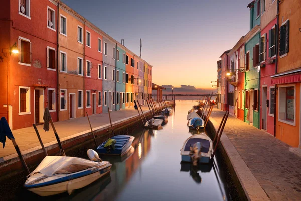 Burano Venice Italy Colorful Buildings Canals Twilight — Stock Photo, Image