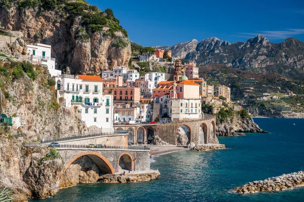 Atrani Italia Largo Hermosa Costa Amalfi Por Tarde — Foto de Stock