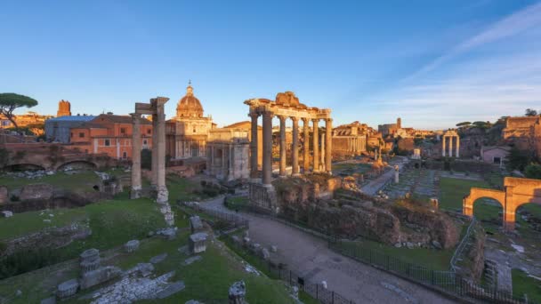 Rome Italy Historic Roman Forum Ruins Dusk Till Night — Stock Video