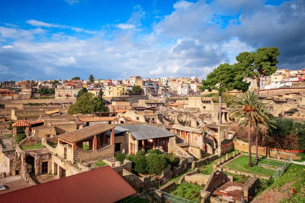 Ercolano Italien Över Antika Romerska Ruinerna Herculaneum — Stockfoto
