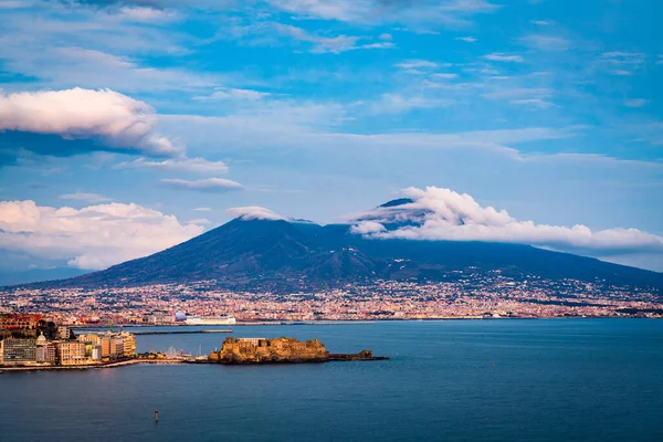 Vésuve Naples Italie Dessus Baie Naples Crépuscule — Photo