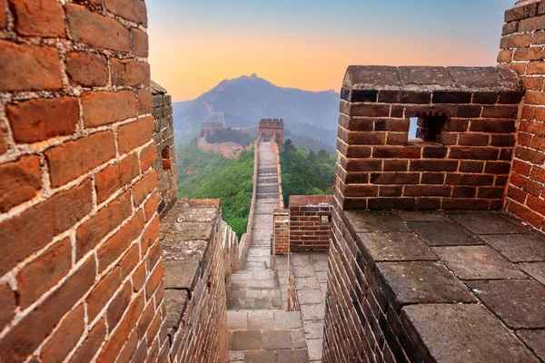 Grande Muraille Chine Vue Intérieur Une Tour Guet — Photo