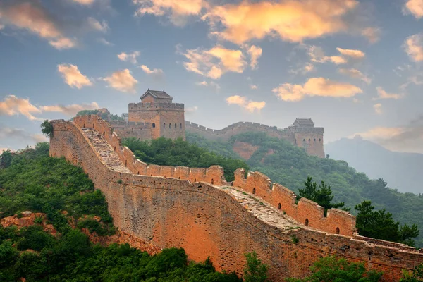 Grote Muur Van China Bij Jinshanling Sectie Bij Schemering — Stockfoto