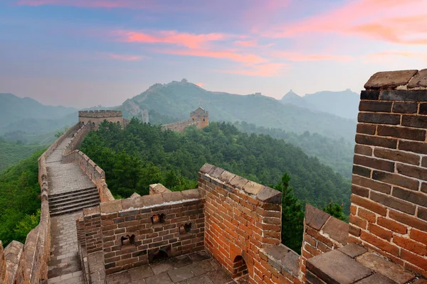 Grande Muraille Chine Section Jinshanling Crépuscule — Photo