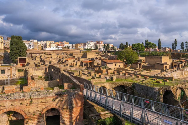 Ercolano Włochy Nad Starożytnymi Rzymskimi Ruinami Herculaneum — Zdjęcie stockowe