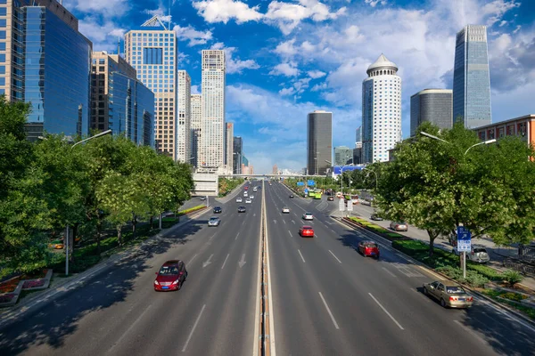 Beijing China Central Business District Cityscape Highway Afternoon — Stock Photo, Image