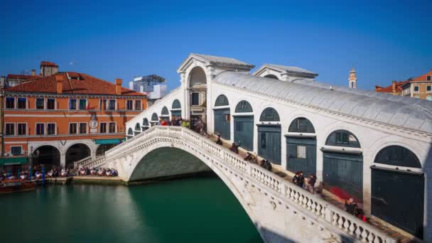 대운하를 가로지르는 리알토 다리에 이탈리아의 베네치아 — 비디오