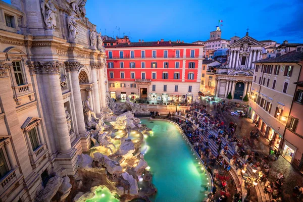 Roma Itália Com Vista Para Fonte Trevi Durante Crepúsculo — Fotografia de Stock