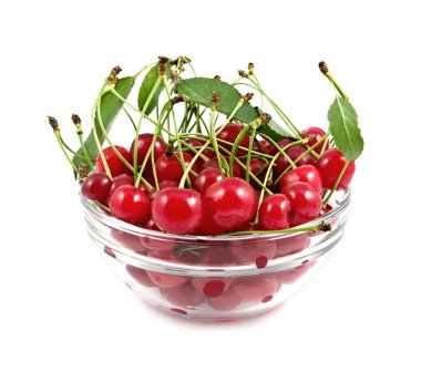 kiraz kolları beyaz zemin üzerine bir tabak