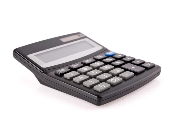 Черный калькулятор на белом фоне — стоковое фото