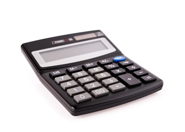 black calculator on a white background