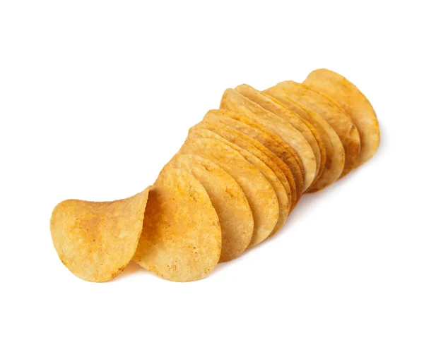 Potato chips lie on a white background — Stock Photo, Image