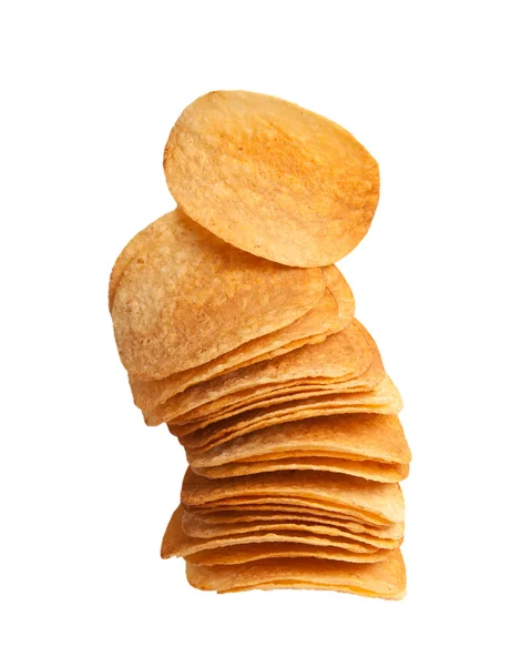 Kartoffelchips auf weißem Hintergrund — Stockfoto