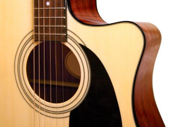 Kolordu gitar beyaz zemin üzerine ayrıntı