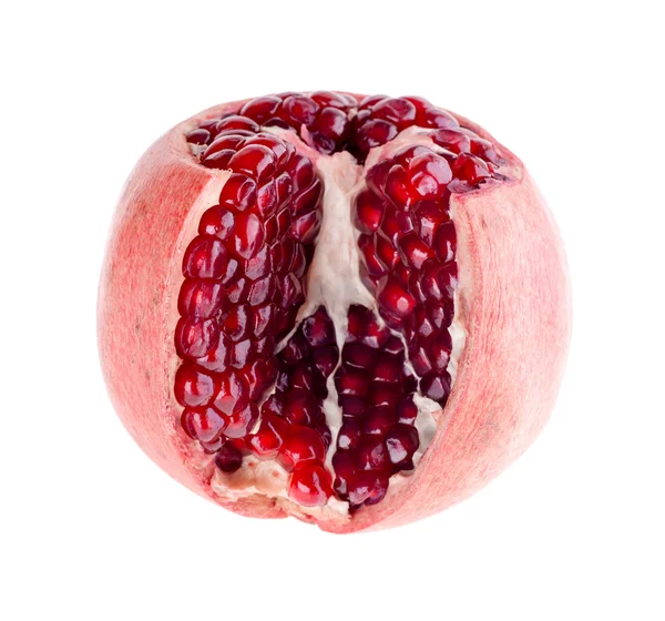 Granátové jablko ovoce je řez s zrna na bílém pozadí — Stock fotografie
