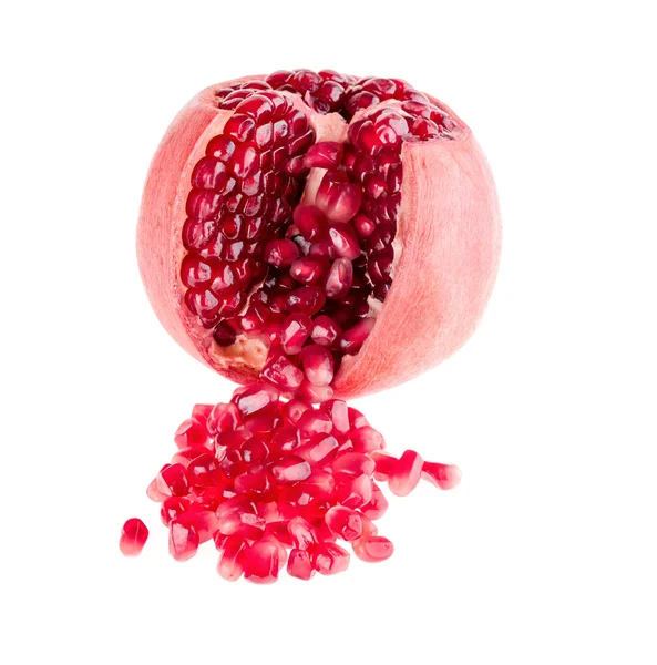 Grain pomegranate poured out from the fruit — Stock Photo, Image