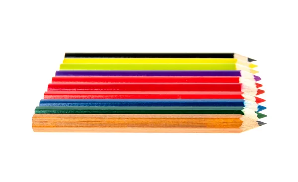 Coloured pencils in a row on white — Stock Photo, Image