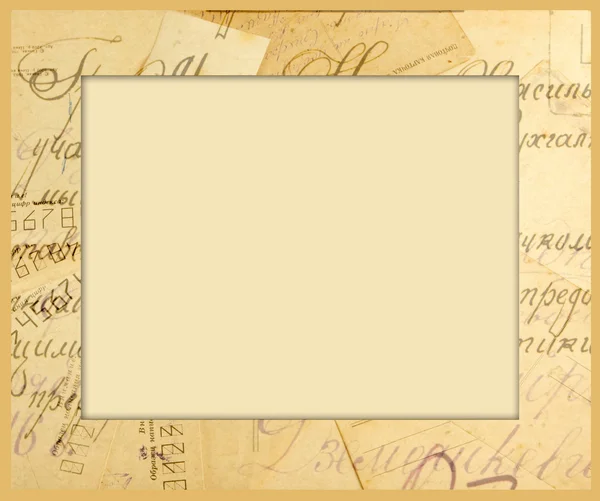 Frame for an image from old letters, photo and envelopes — Stock Photo, Image