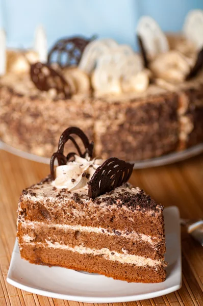 Piece of cake on a plate — Stock Photo, Image