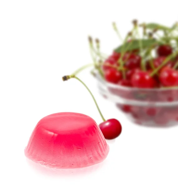 Jelly fruit with a cherry — Stock Photo, Image